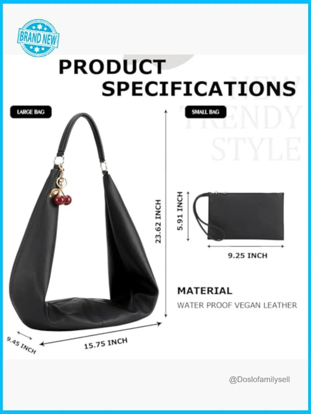Slouchy Hobo Bag Soft Vegan Leather Shoulder Purse Top Handle Handbag with